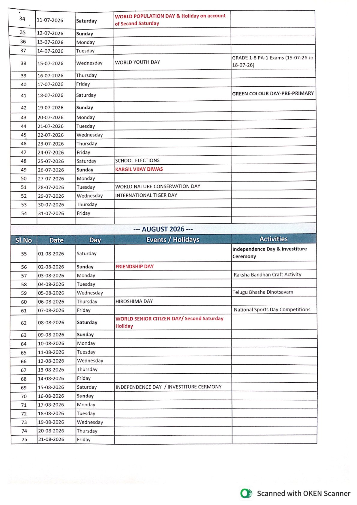 Academic calendar 2026–27 — page 2