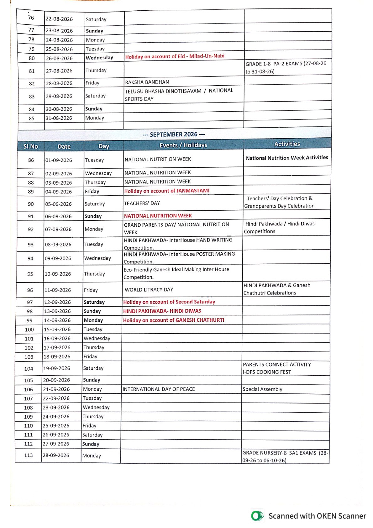 Academic calendar 2026–27 — page 3